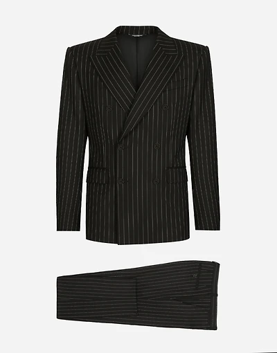 Double-breasted pinstripe stretch wool Sicilia-fit suit
