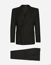 Double-breasted pinstripe stretch wool Sicilia-fit suit