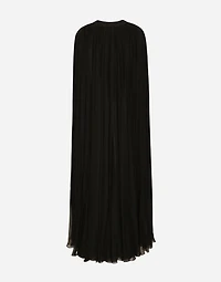 Silk chiffon cape with flower appliqué