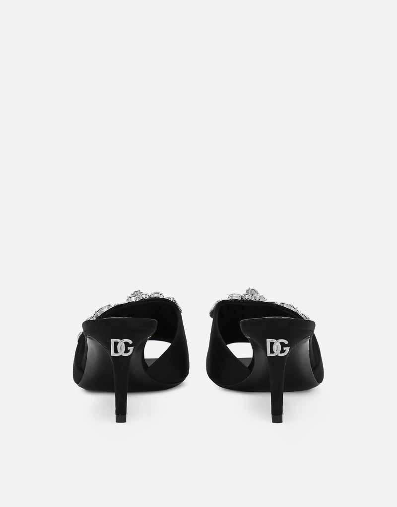Satin mules with embroidery