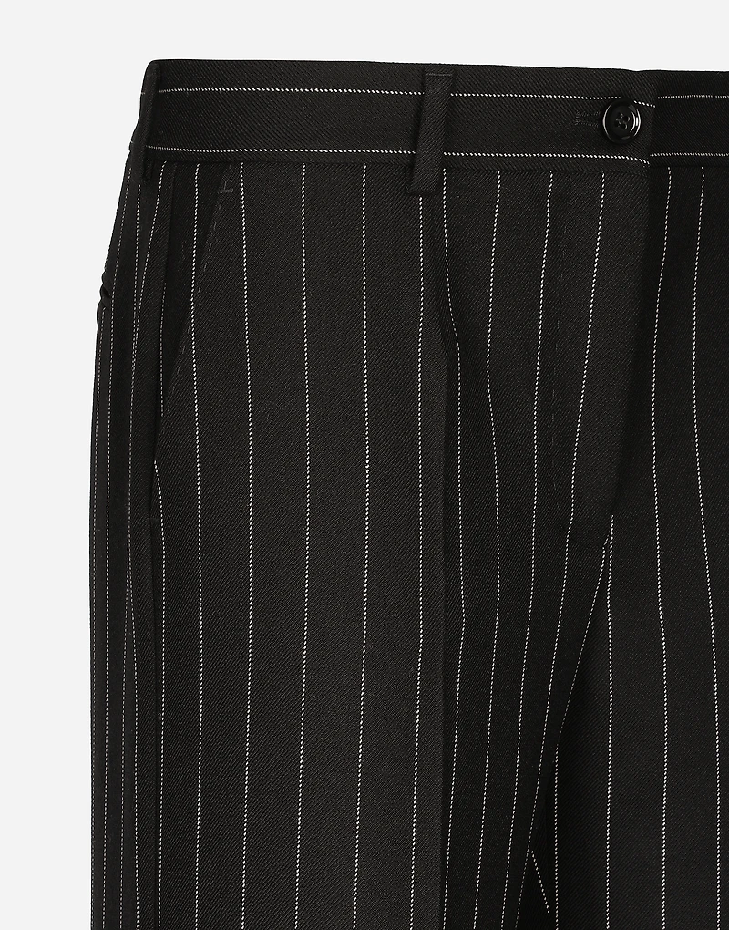 Flared pinstripe woolen pants