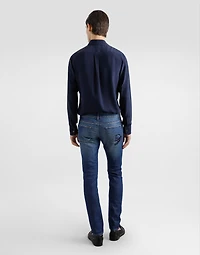 Skinny stretch cotton jeans with logo embroidery