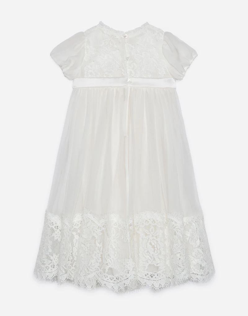 Silk chiffon and lace dress