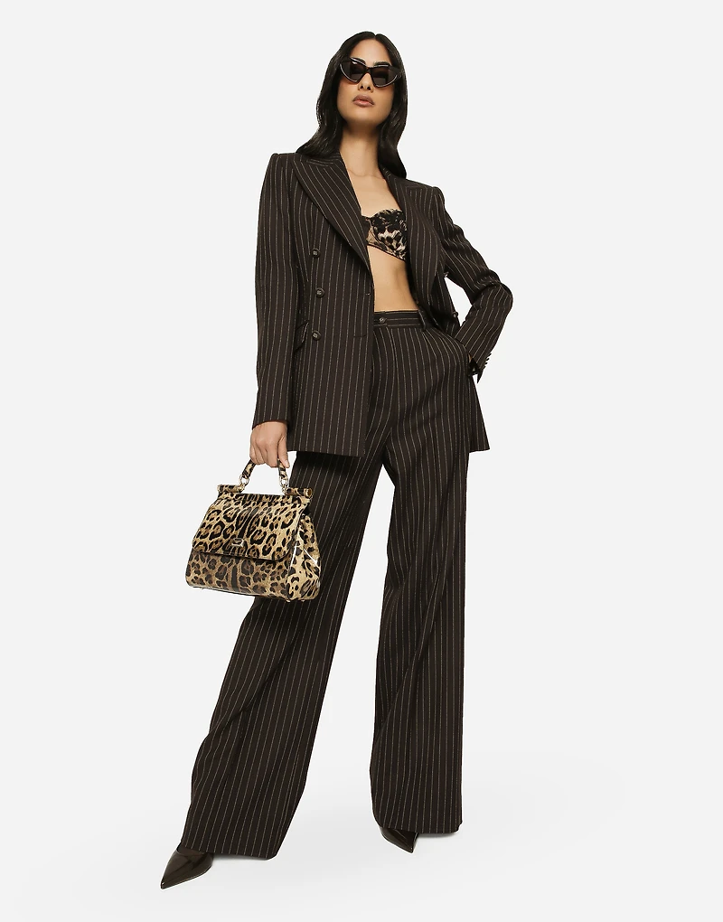 Pinstripe wool palazzo pants