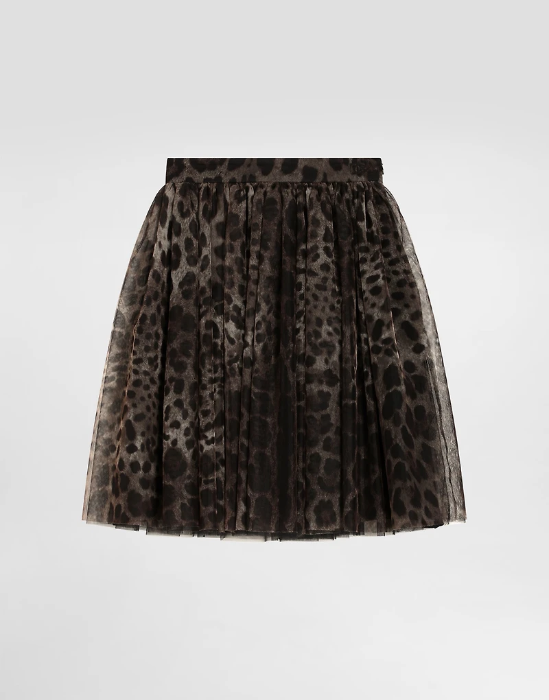 Leopard-print tulle skirt
