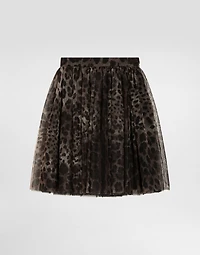 Leopard-print tulle skirt