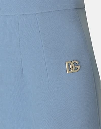 Calf-length wool crêpe pencil skirt with DG logo