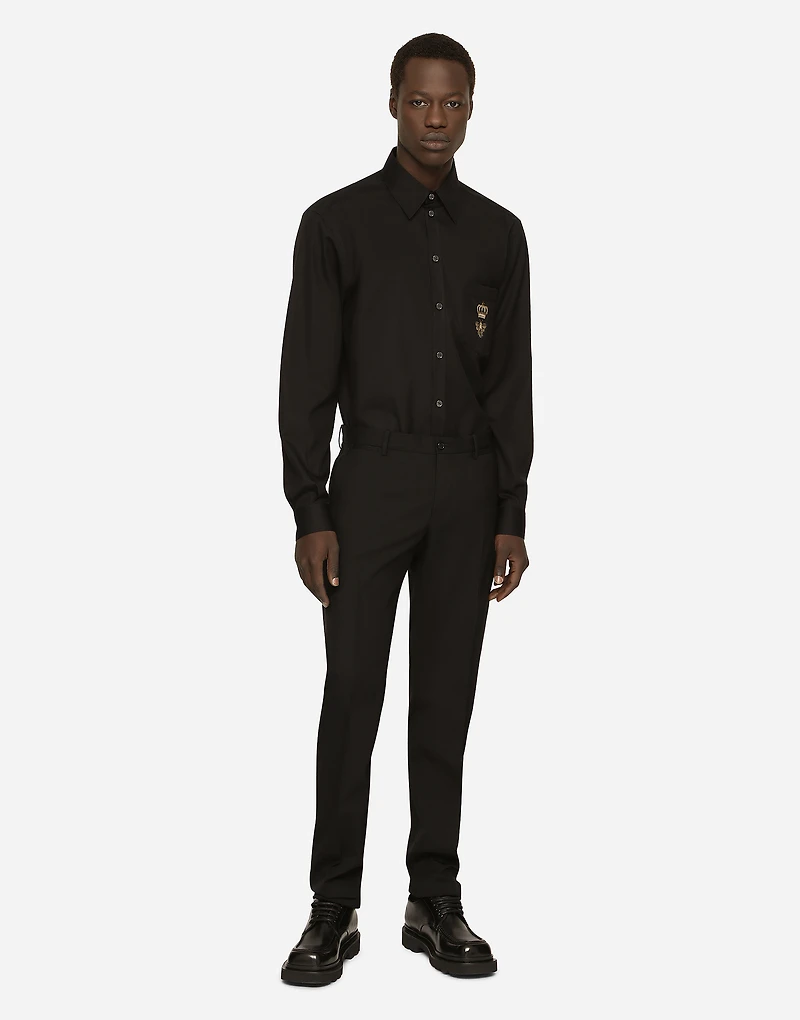 Cotton Martini-fit shirt with embroidery