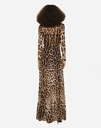 Georgette dress with leopard print and tie details