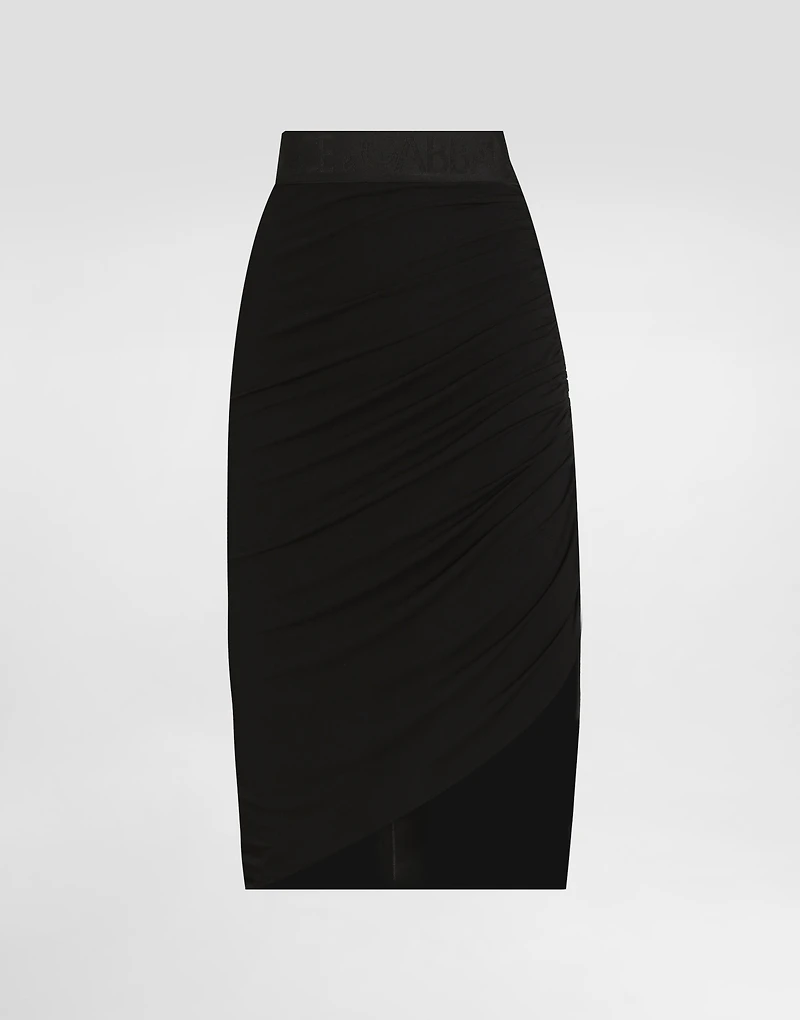 Asymmetrical jersey skirt with draping