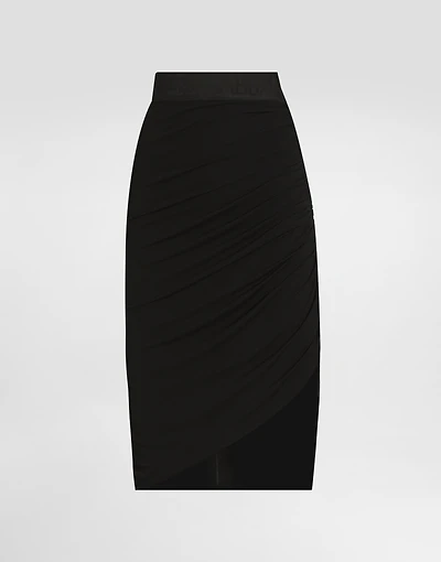 Asymmetrical jersey skirt with draping