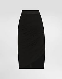 Asymmetrical jersey skirt with draping