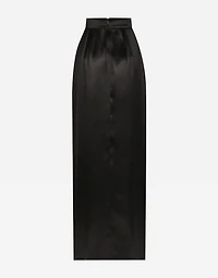 Long silk satin skirt with slit