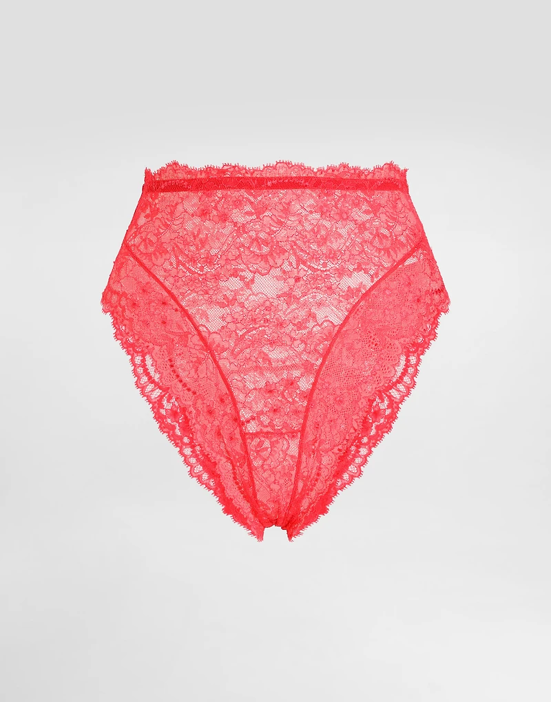 High-waisted lace briefs