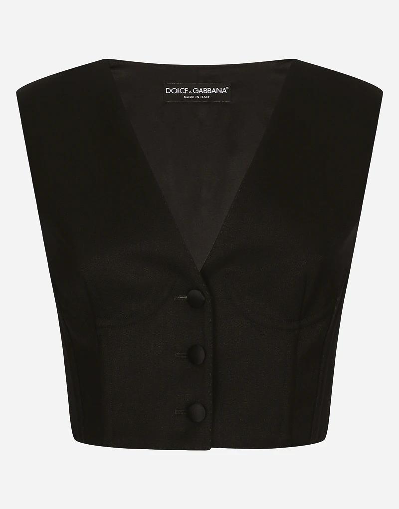 Cropped cady waistcoat with corset details