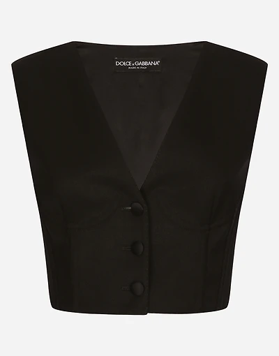 Cropped cady waistcoat with corset details