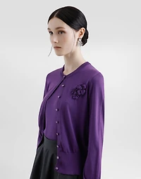 Silk round-neck cardigan