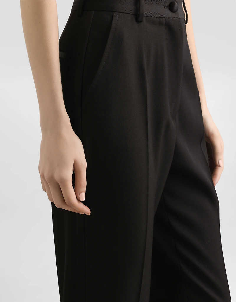 Tailored woolen tuxedo pants