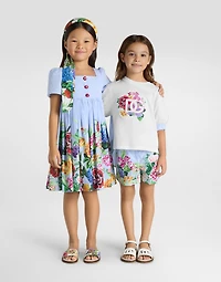 Poplin and jersey T-shirt with patch