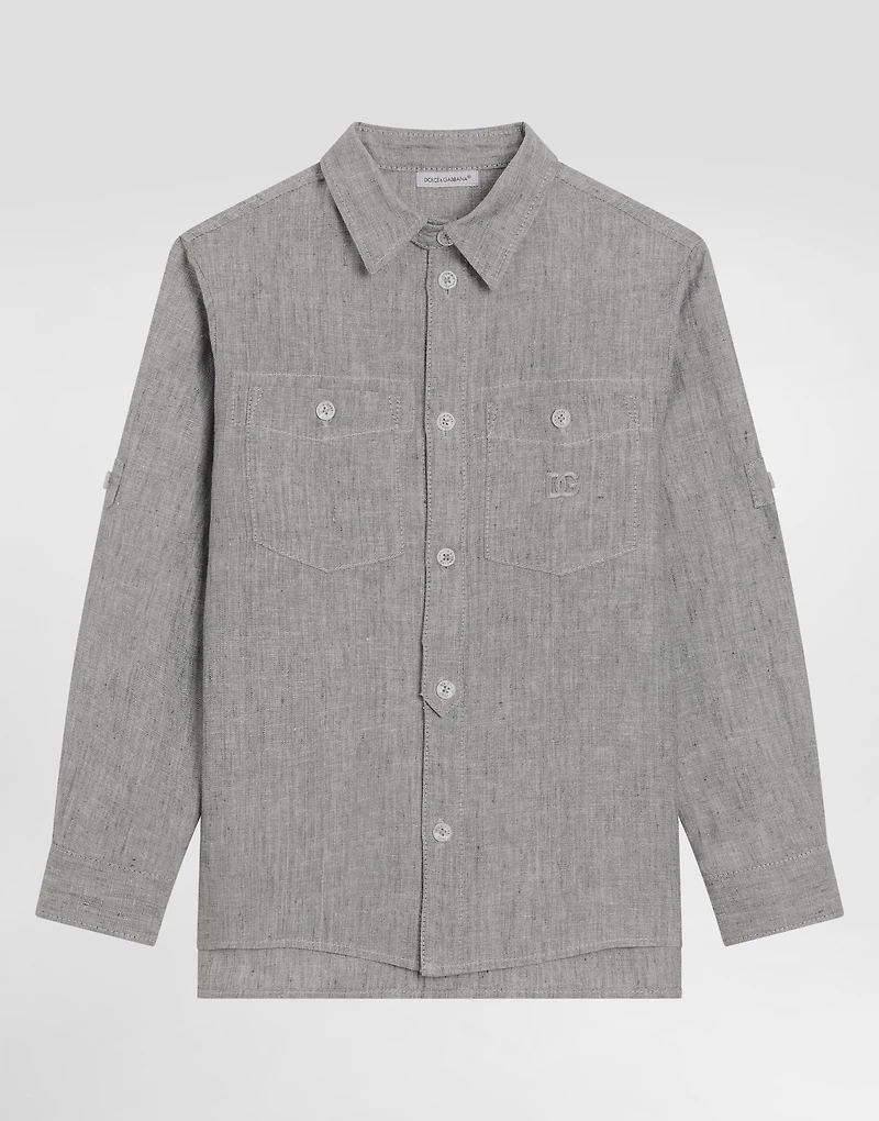 Washed linen canvas shirt