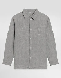 Washed linen canvas shirt