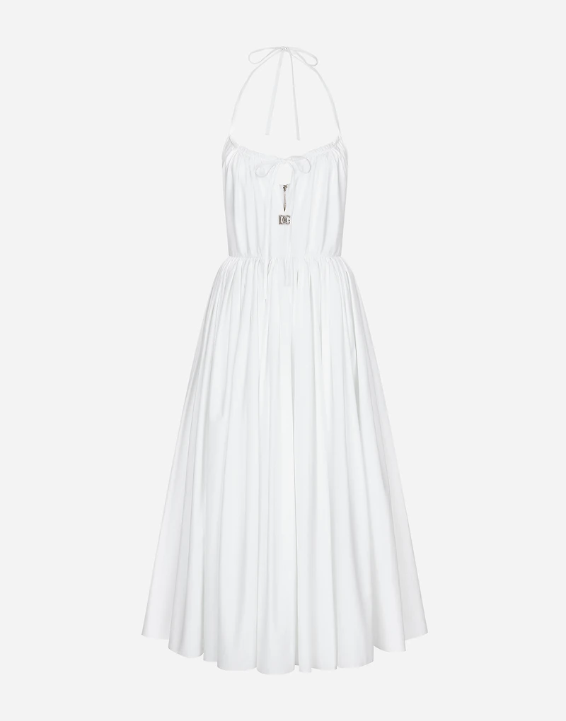 Midi cotton dress with circle skirt