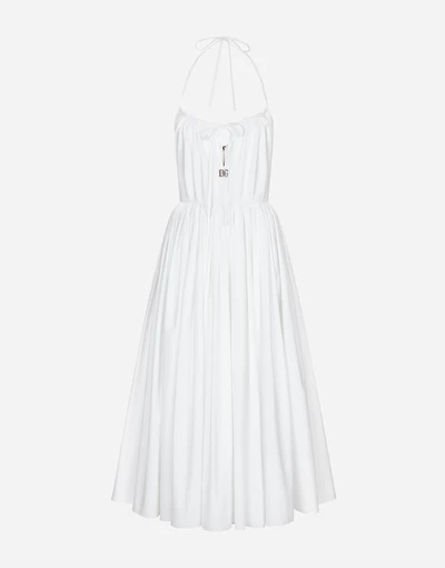 Midi cotton dress with circle skirt