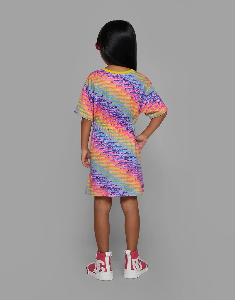 Jersey dress with all-over logo print