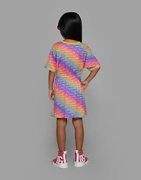 Jersey dress with all-over logo print