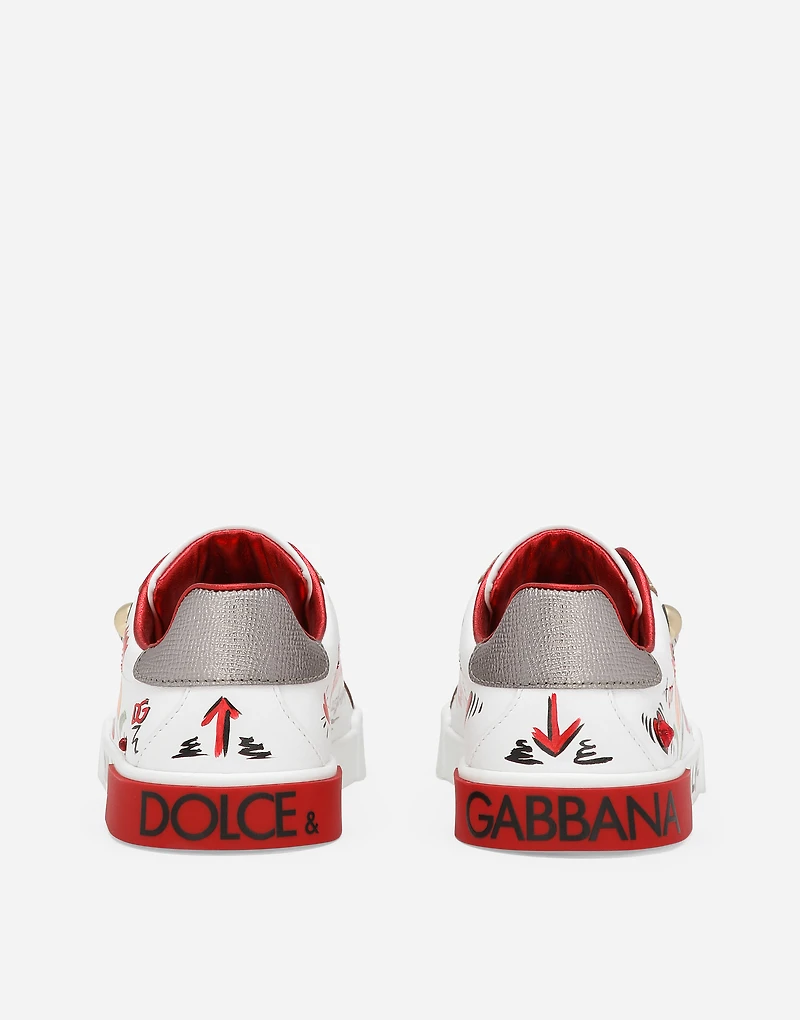 Printed calfskin Portofino Light low-top sneakers