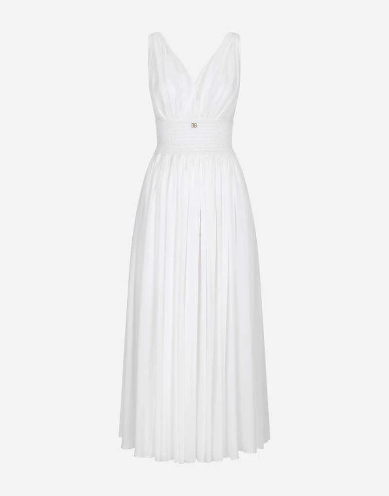 V-neck midi dress silk georgette