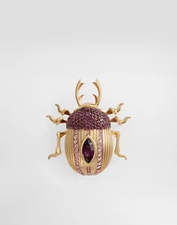 Beetle-shaped brooch with rhinestones