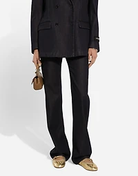 Flared cotton denim and silk jeans