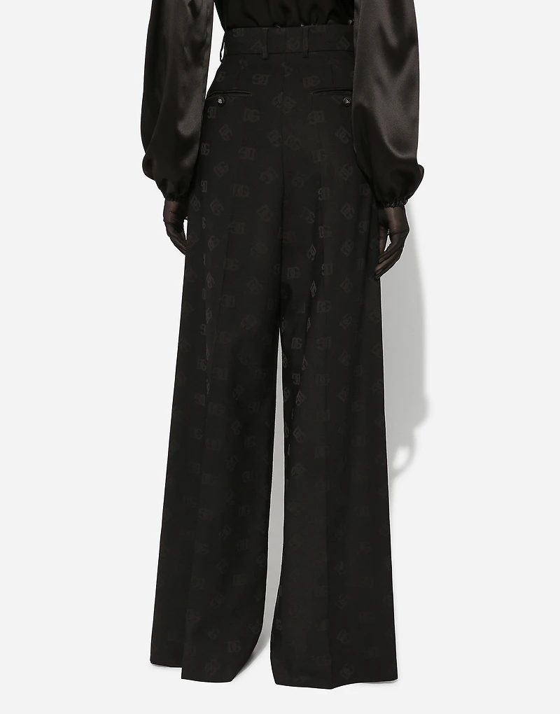 Flared wool jacquard pants with DG logo