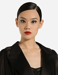 Long silk chiffon tuxedo dress
