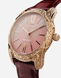 DG7 Gattopardo watch in red gold with pink mother of pearl