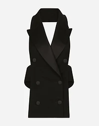 Double-breasted wool gabardine waistcoat