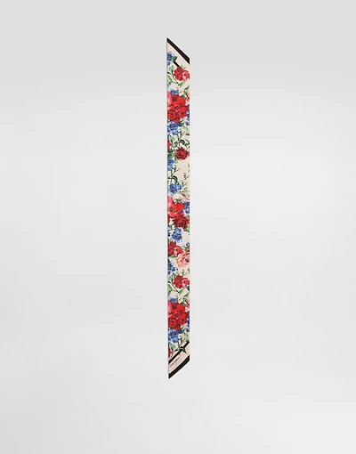 Floral-print twill headscarf (6x100