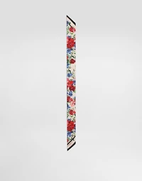 Floral-print twill headscarf (6x100