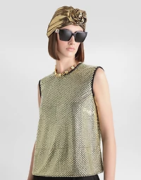 Sleeveless blouse crystal mesh