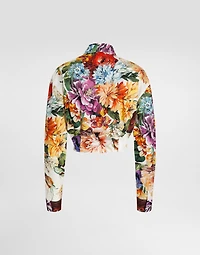 Flower bouquet-print poplin shirt
