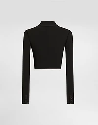 Short double-breasted wool crepe jacket