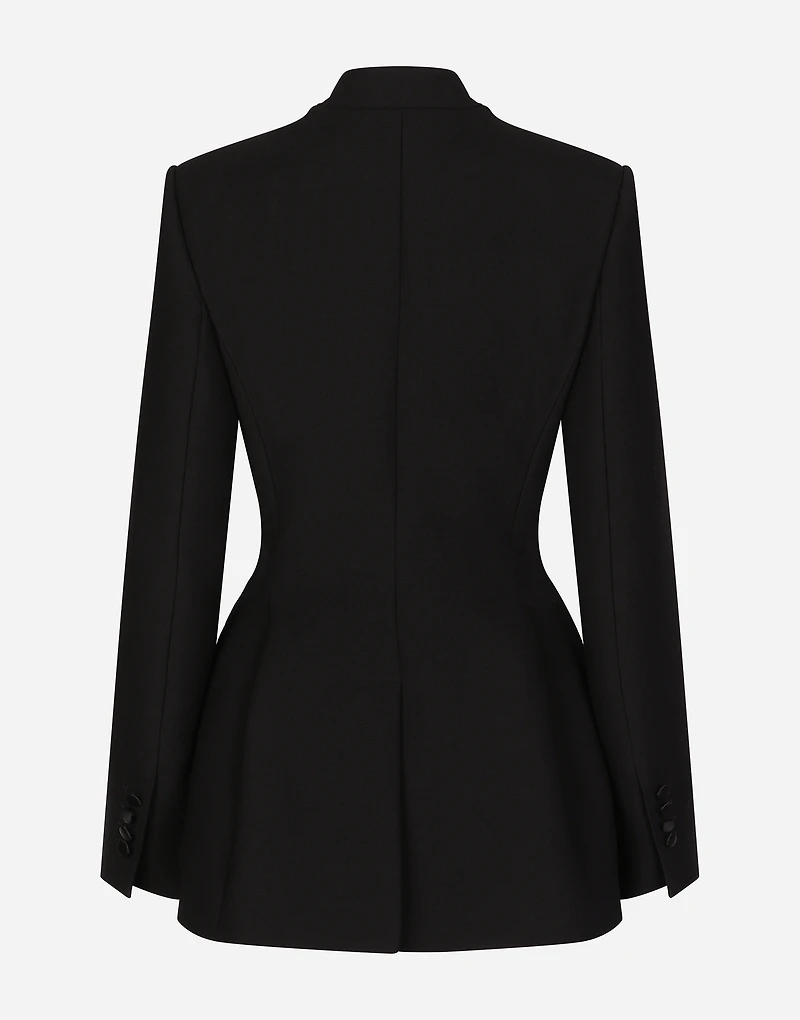 Long single-breasted wool cady Dolce-fit jacket