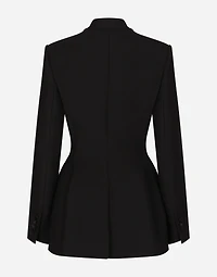 Long single-breasted wool cady Dolce-fit jacket