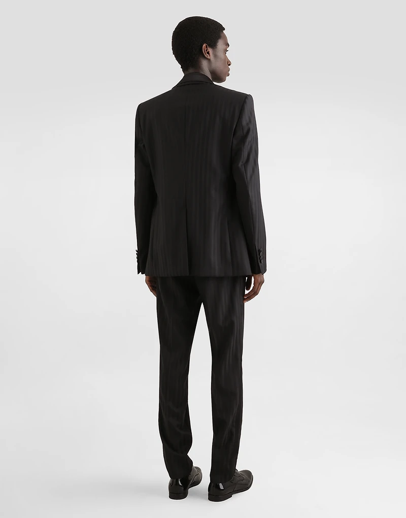 Wool pekin jacquard trousers