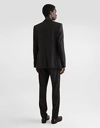 Wool pekin jacquard trousers