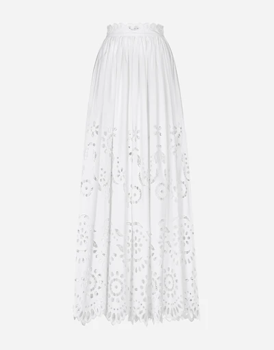 Long cotton circle skirt with cut-out detailing