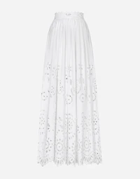 Long cotton circle skirt with cut-out detailing