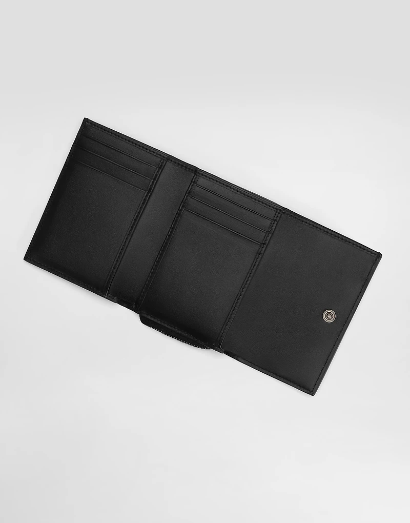 Calfskin French flap wallet with logo