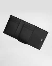 Calfskin French flap wallet with logo